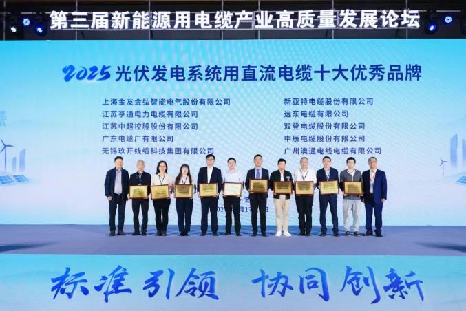 重磅！“2025光伏发电系统用直流电缆十大优秀品牌”隆重揭晓